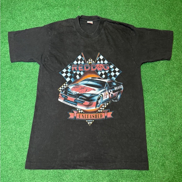 Vintage 90s Red Dog Nascar Thunderbird Baddest In The Pit Mens Large T Shirt Shirts